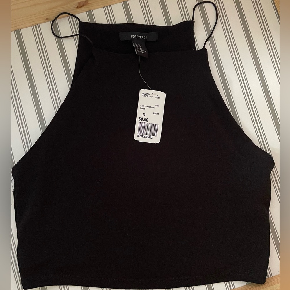 Cropped black tank NWT